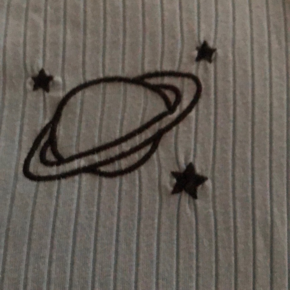Blue Ribbed Embroidered Tee - Picture 3 of 5